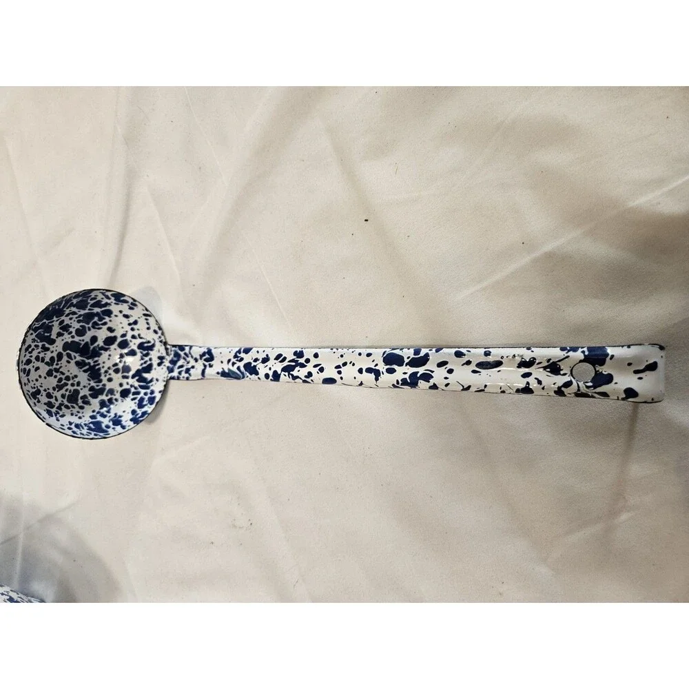 Rare Vintage CGS Blue White Splatterware Enamel 10.75